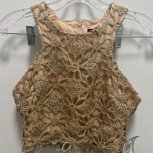 B Darlin Gold and Red Two Piece Dress